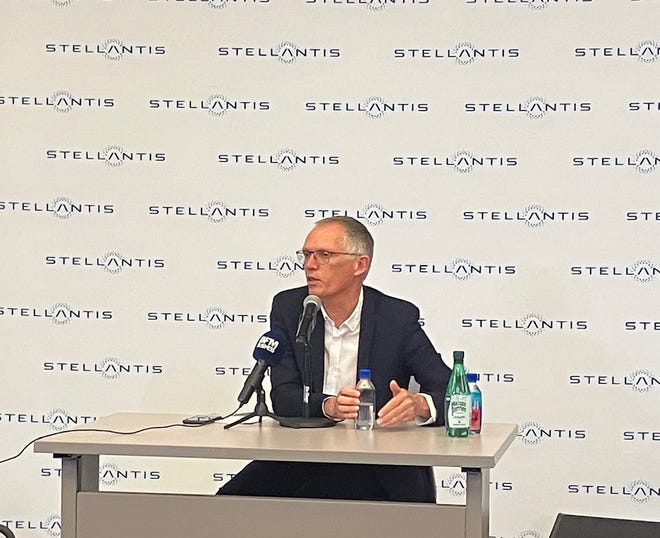 Stellantis CEO Carlos Tavares spoke to investors and reporters Thursday at an event at the automaker's North American headquarters in Auburn Hills.